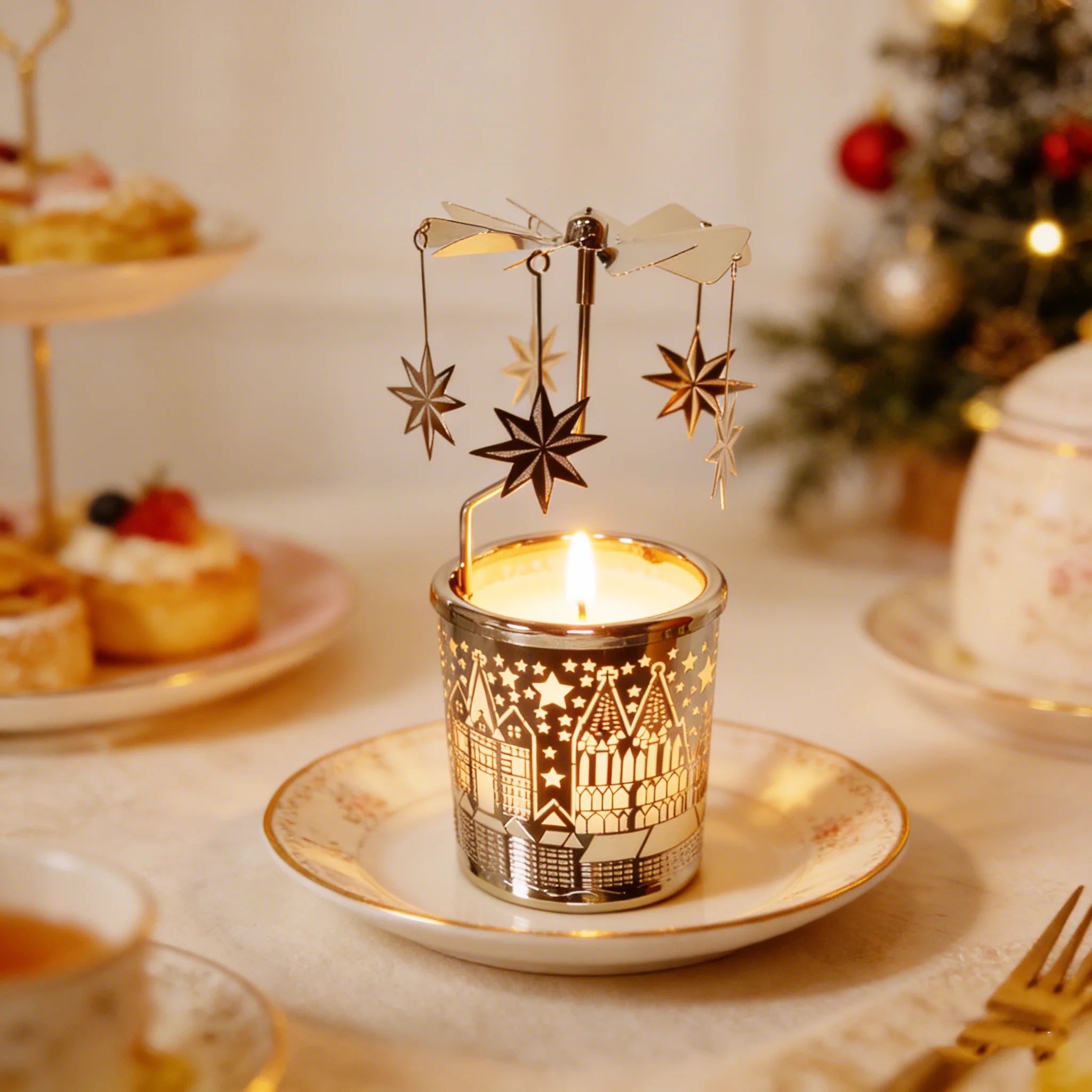 Luxury Nordic Rotary Metal Candle Holder Lantern